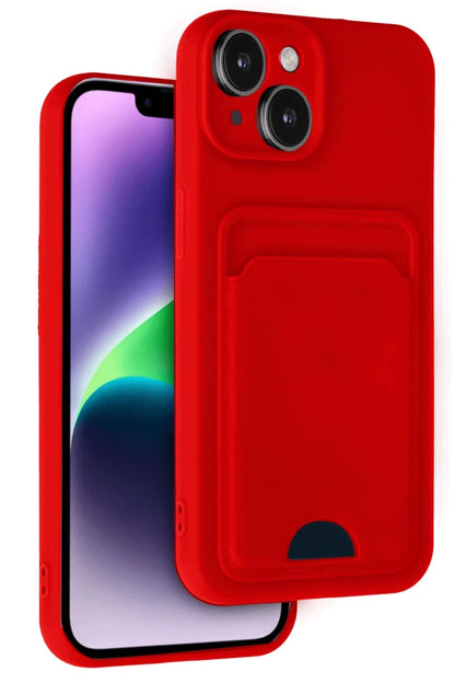 Apple iPhone 14 Kılıf Kelvin Kartvizitli Silikon - Kırmızı