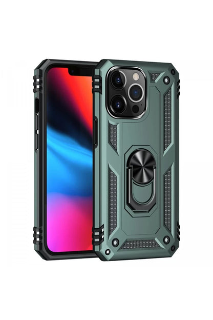 Apple iPhone 14 Pro Kılıf Sofya Yüzüklü Silikon Kapak - Yeşil