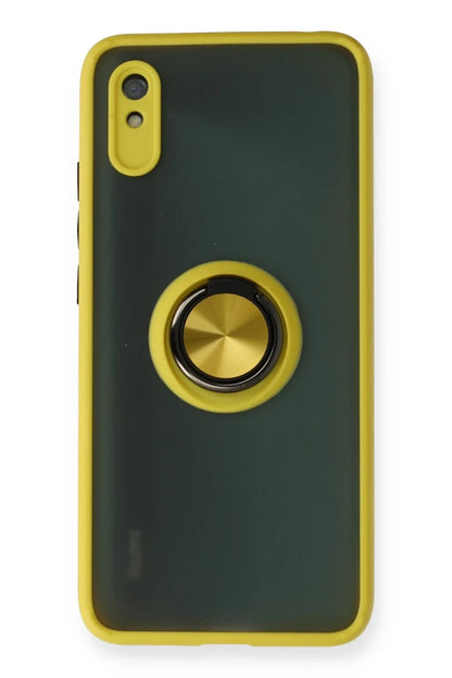 Xiaomi Redmi 9A Kılıf Montreal Yüzüklü Silikon Kapak - Sarı