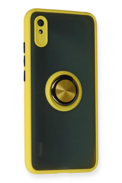 Xiaomi Redmi 9A Kılıf Montreal Yüzüklü Silikon Kapak - Sarı