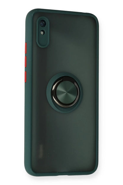 Xiaomi Redmi 9A Kılıf Montreal Yüzüklü Silikon Kapak - Yeşil