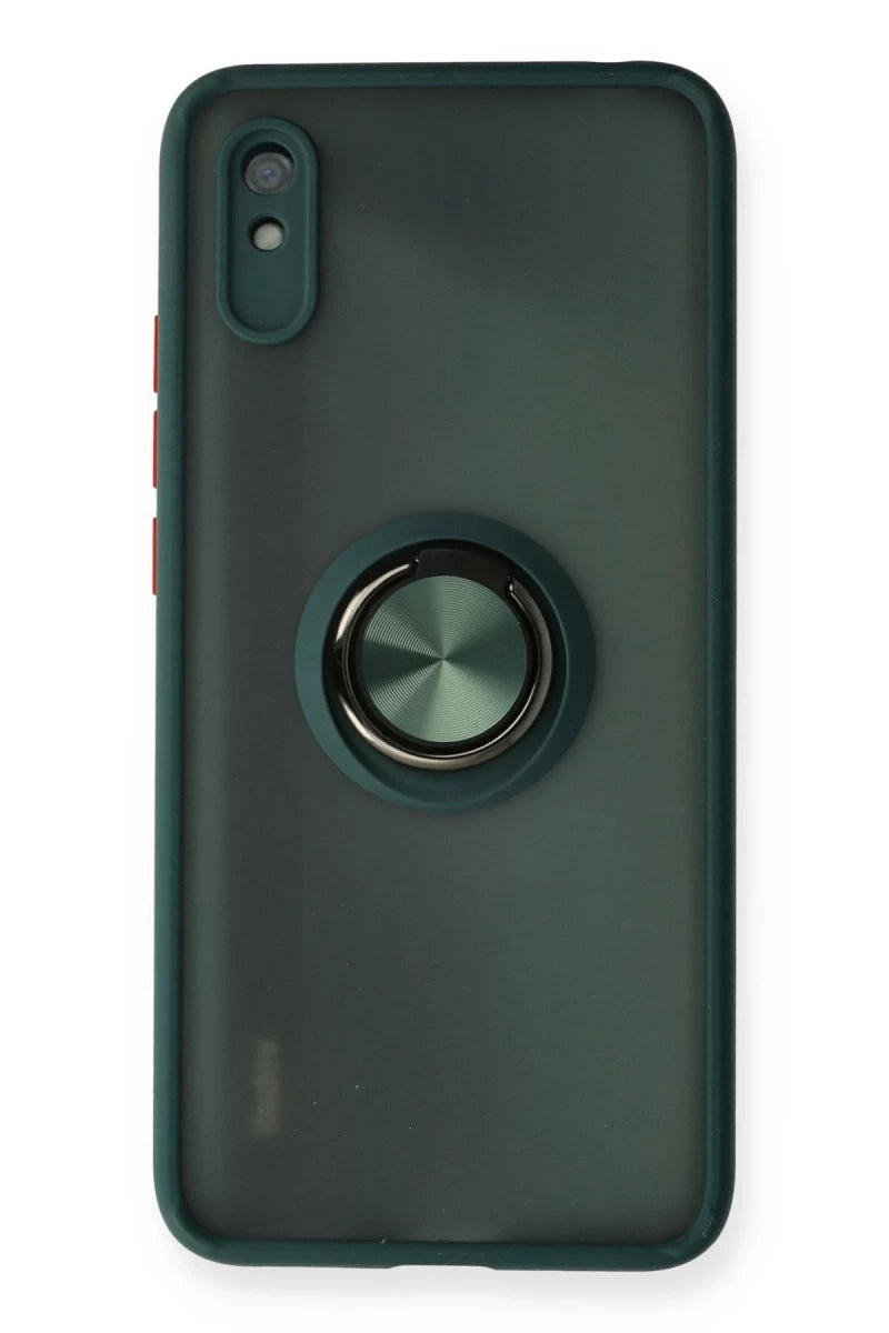 Xiaomi Redmi 9A Kılıf Montreal Yüzüklü Silikon Kapak - Yeşil
