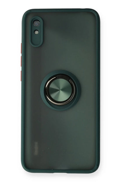 Xiaomi Redmi 9A Kılıf Montreal Yüzüklü Silikon Kapak - Yeşil