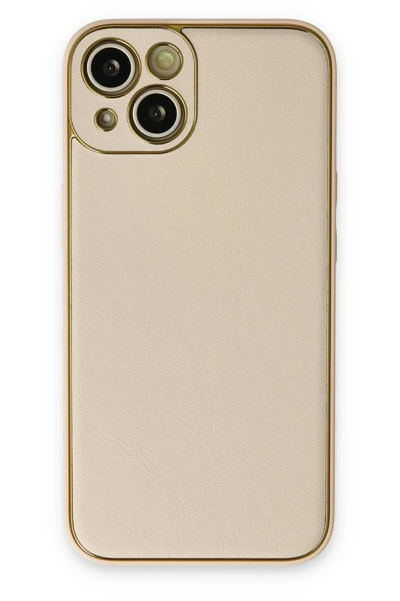 Apple iPhone 14 Plus Kılıf Coco Deri Silikon Kapak - Gold
