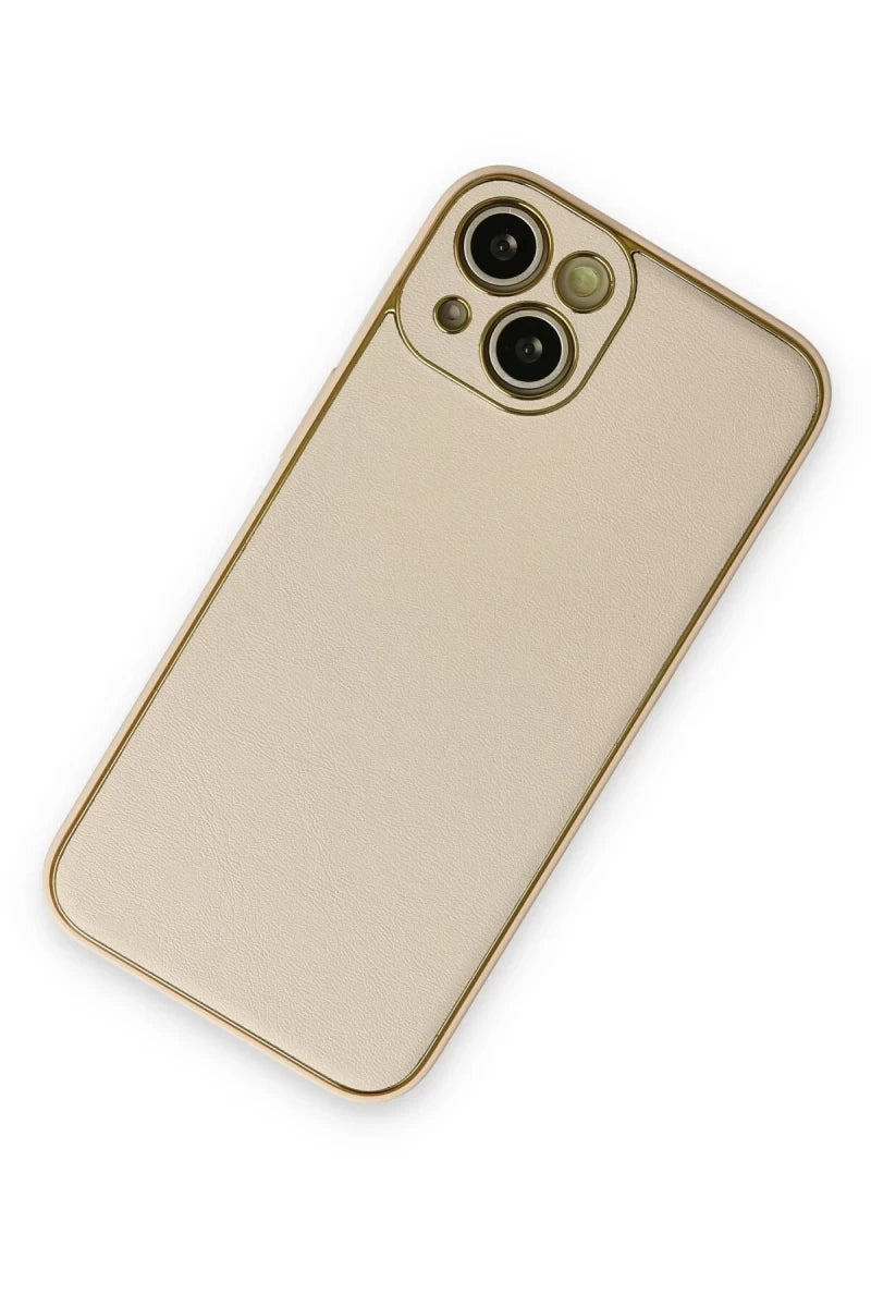 Apple iPhone 14 Plus Kılıf Coco Deri Silikon Kapak - Gold