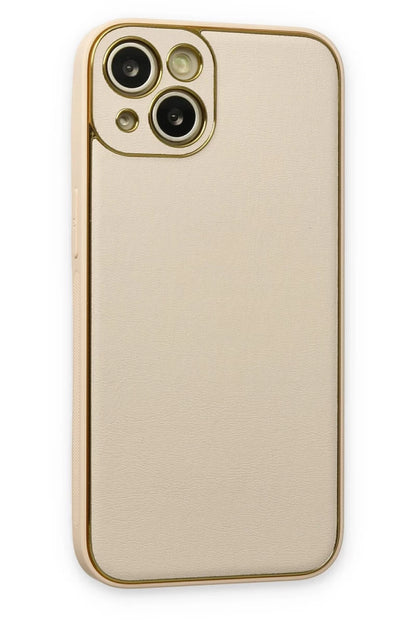 Apple iPhone 14 Plus Kılıf Coco Deri Silikon Kapak - Gold