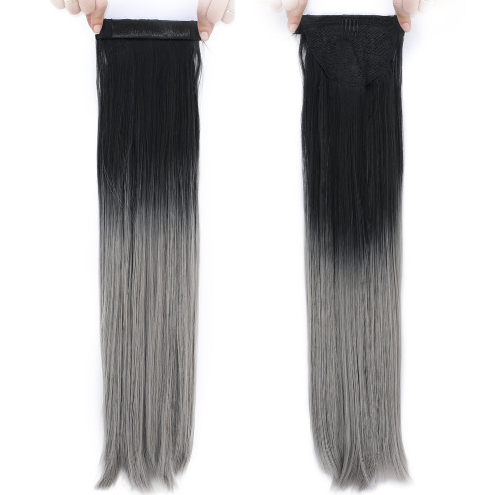 Fiber Sen Sihirli At Kuyruğu / Siyah / Gri Ombreli
