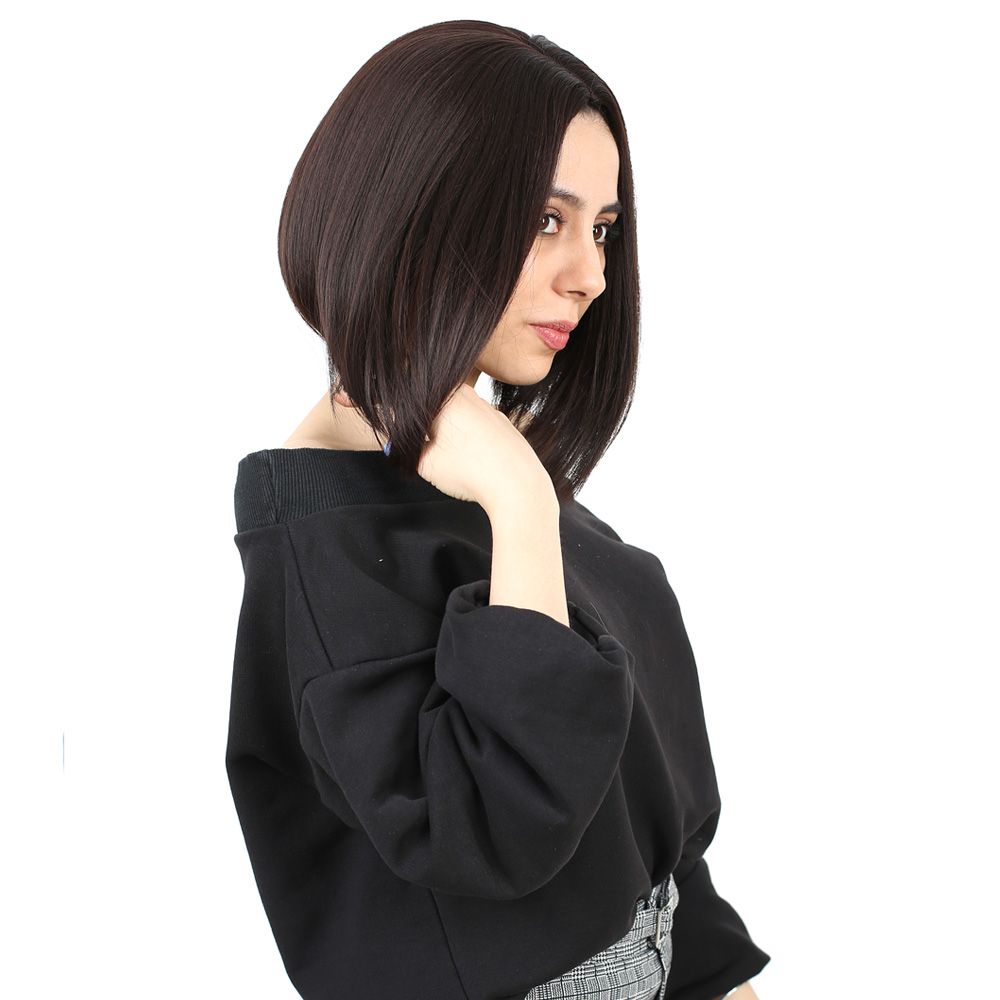 Kahkülsüz Düz Kısa Fiber Sen Peruk / Koyu Kahve