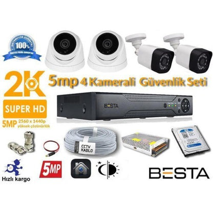 5MP 4 Kameralı AHD Güvenlik Seti