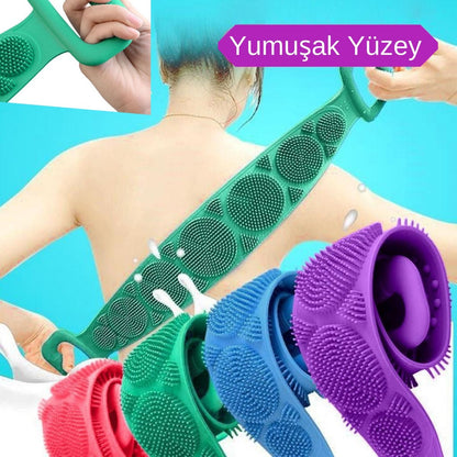 BUFFER® Çift Taraflı Banyo Hamam Lifi Silikon Masajlı Yumuşak Duş Lifi Uzun Ömürlü Hazır Banyo Keses