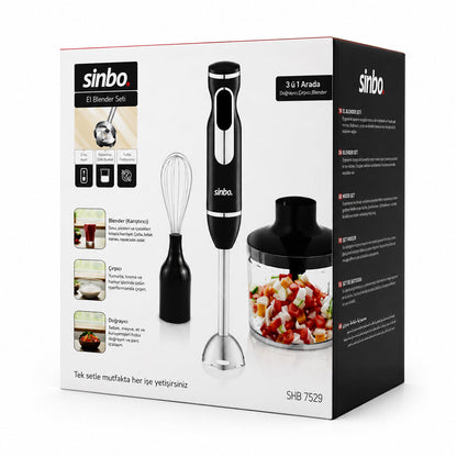 2HIZ AYAR - PASLANMAZ ÇELİK BIÇAK EL MULTİ BLENDER SETİ 700ML HAZNELİ SHB-7529 (5643)