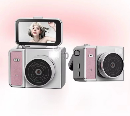 2k Mini Dijital Retro Video Kamera Flaşlı Dijital Vlog Mini Fotoğraf Makinesi Türkçe Menü Pembe