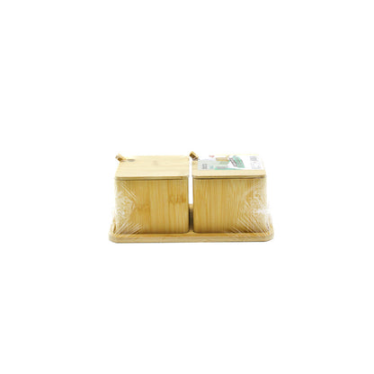 2PCS Baharatlık - Tuzluk Ahşap Bambu