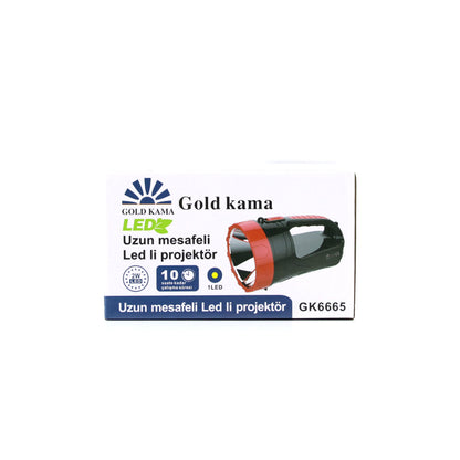 2W TEK LEDLİ EL FENERİ PROJEKTÖR FİŞ ŞARJLI 2 KADEME IŞIK AYARI GK-6665 (5643)