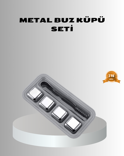 Paslanmaz Metal Buz Küpleri Seti Klipsli Sulandırmadan Soğutma Özellikli