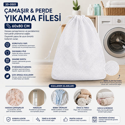 30 ADET 60X80CM ÇAMAŞIR - PERDE YIKAMA FİLESİ (5643)