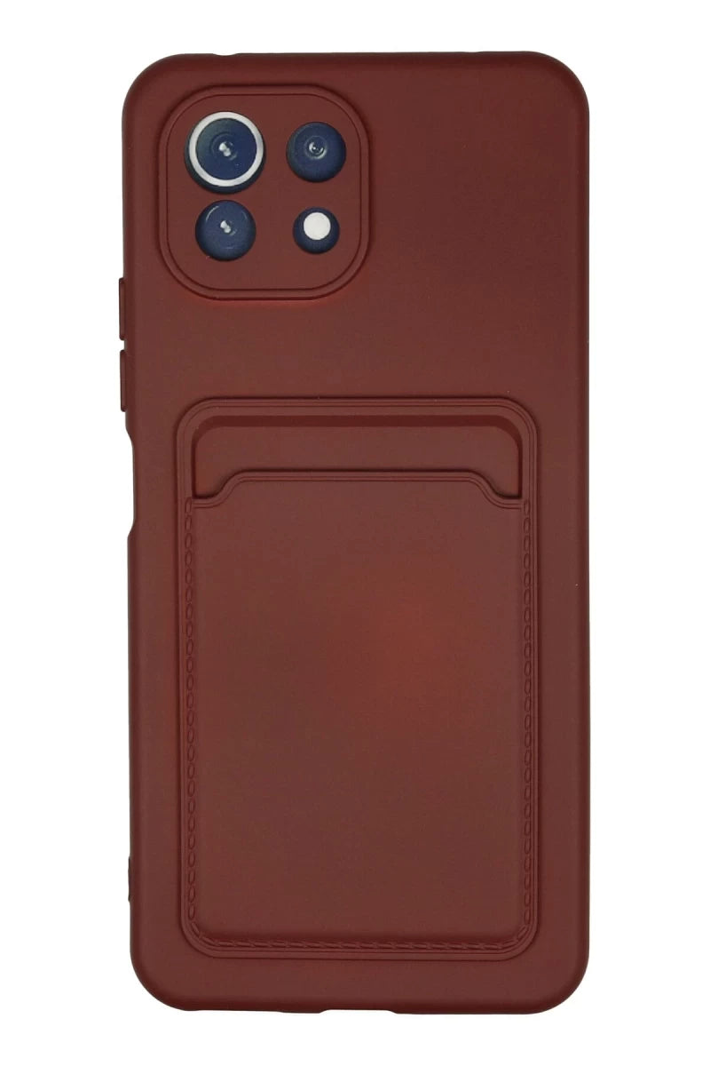 Xiaomi Mİ 11 Lite Kılıf Kelvin Kartvizitli Silikon - Bordo