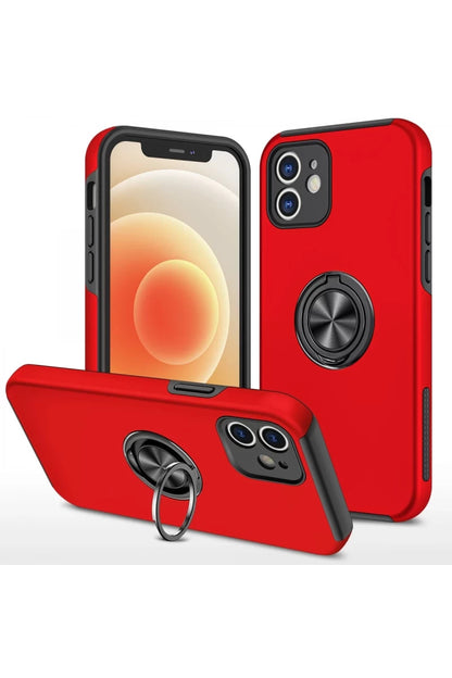 Apple iPhone 12 Mini Kılıf Elit Yüzüklü Kapak - Kırmızı