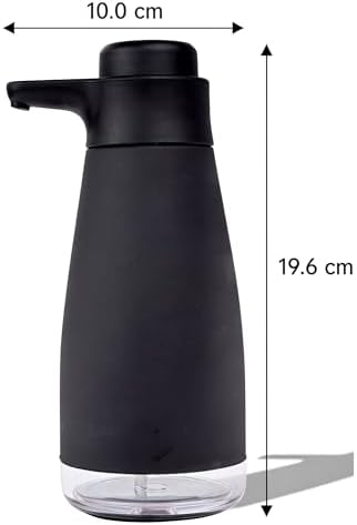 Sense Touch Manuel Pompalı Sıvı Sabunluk | Paslanmaz Çelik | 450ml Şeffaf Seviye Bölmesi | Parmak İzi Bırakmaz | Banyo ve Mutfak | Siyah