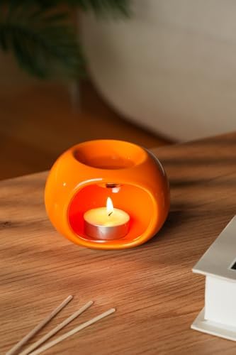 Love Bundles SphereGlow Turuncu Seramik Buhurdanlık – Sunset Orange Turuncu