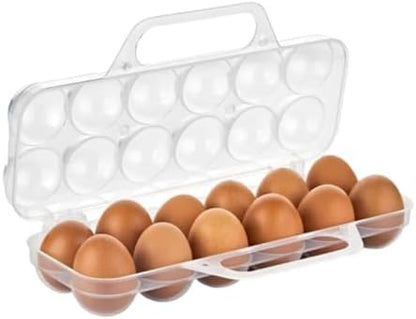 Saplı 12'li Yumurta Taşıma Kutusu, Plastik Buzdolabı İçin Yumurtalık Pikniklik Pratik Yumurta Taşıma Kabı (Şeffaf, 1 Adet)