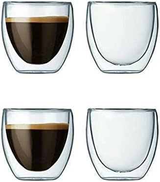 Needd Çift Katmanlı Espresso Cam Bardak Seti 4'lü 80 ml | Borosilikat Cam, Isı Yalıtımlı Double Wall Tasarım | Espresso, Ristretto ve Macchiato için Şeffaf Kahve Bardağı