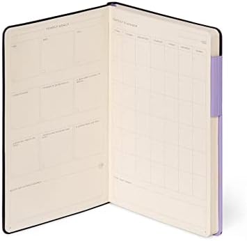 Not Defteri, Kareli, Medium, 192 Sayfa, Yumuşak PU Cilt, FSC® Sertifikalı Kağıt, Fildişi Kağıt, 90 g/m², Aylık Planlayıcı, Adres Defteri, Yer İşareti, 13 x 21 cm, Renk Lavanta