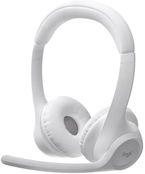 Logitech Zone 300, Gürültü önleyici kablosuz Bluetooth mikrofonlu kulaklık, Windows, Mac, Chrome, Linux, iOS, iPadOS, Android - Ham Beyaz, Teams, Google Meet, Zoom