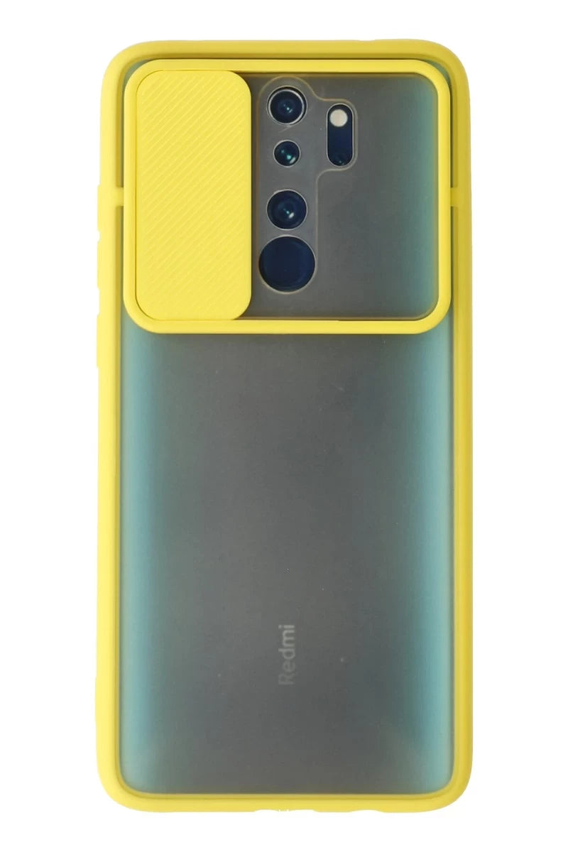 Xiaomi Redmi Note 8 Pro Kılıf Palm Buzlu Kamera Sürgülü Silikon - Sarı