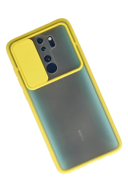 Xiaomi Redmi Note 8 Pro Kılıf Palm Buzlu Kamera Sürgülü Silikon - Sarı