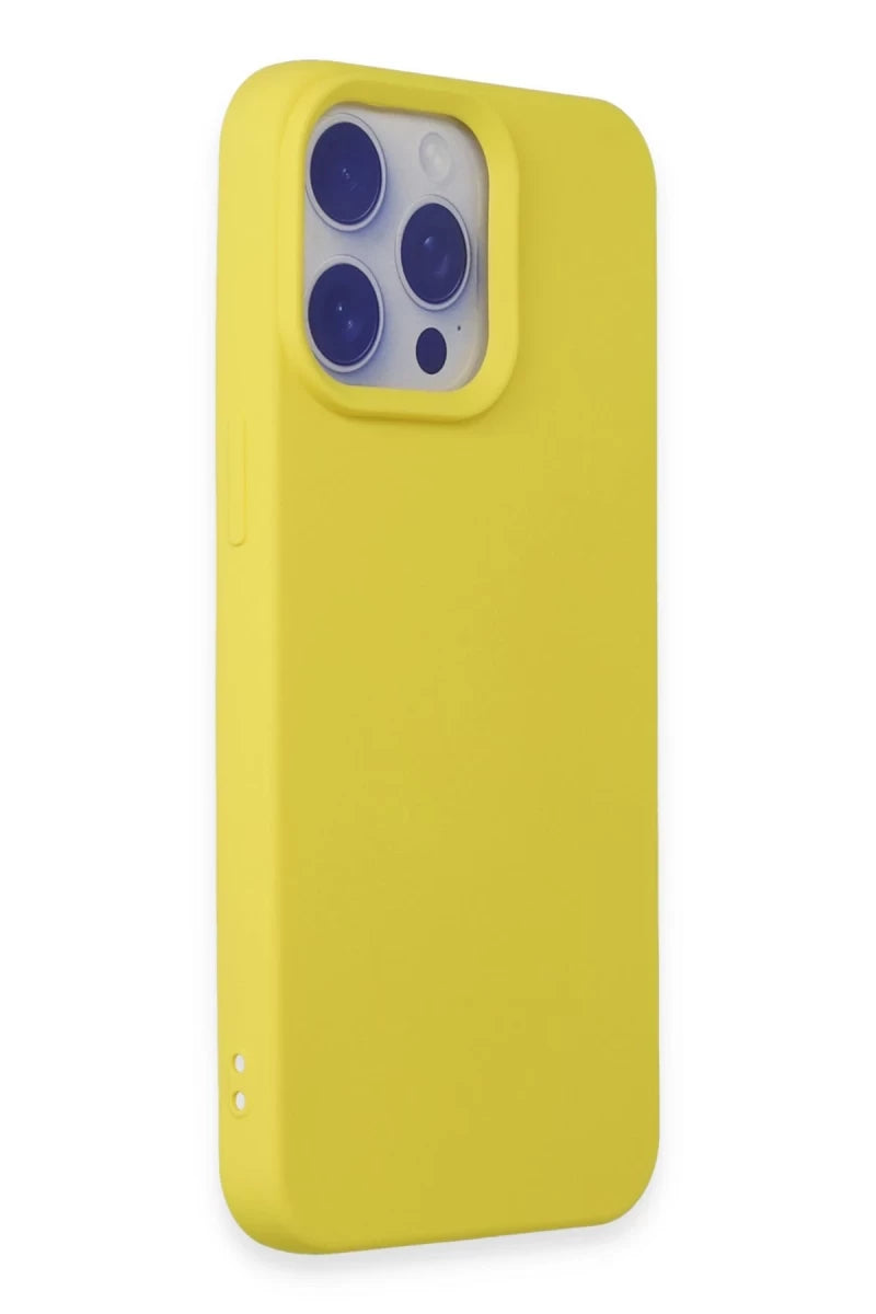 Apple iPhone 15 Pro Max Kılıf Nano içi Kadife Silikon - Sarı