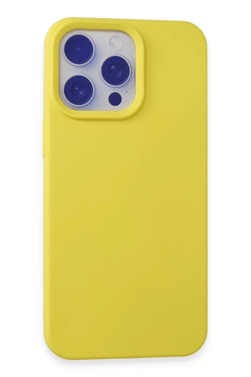 Apple iPhone 15 Pro Max Kılıf Nano içi Kadife Silikon - Sarı