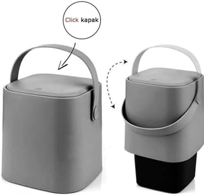 Sihirli Çöp Tezgah Üstü Mutfak Çöp Kovası, Bas Bırak Kapaklı, İç Kovalı, Tutma Saplı, (Antrasit, 4 Litre)