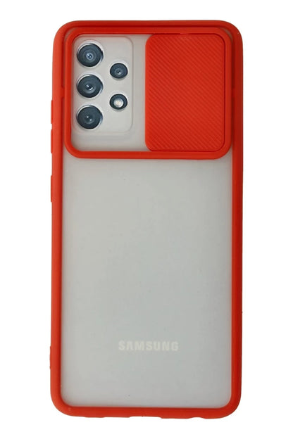 Samsung Galaxy A52 Kılıf Palm Buzlu Kamera Sürgülü Silikon - Kırmızı