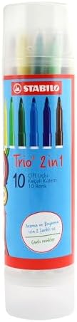 Trio 2in1 - Keçeli Kalem - 10'lu Tüp - Çeşitli Renkler