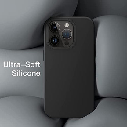 & AKSESUAR iPhone 14 Pro Max ile Uyumlu İçi Kadife Dışı Mat Yapıya Sahip Koruma Sağlayan Lansman Silikon Kılıf (Siyah)