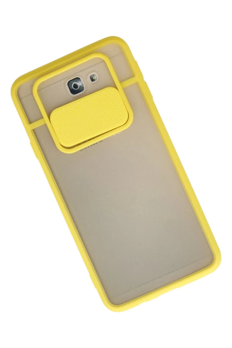 Samsung Galaxy J7 Prime Kılıf Palm Buzlu Kamera Sürgülü Silikon - Sarı