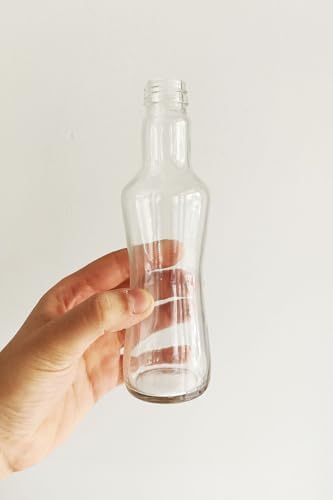 250 ml Şeffaf İnce Belli Kapaklı Cam Şişe 250 cc Meşrubat Şişesi 6 Adet (Beyaz Kapak)