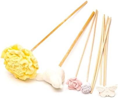 Sarı Karışık Çiçek Ve Kuş Taşlı 10'lu Doğal Bambu Kamış Seti