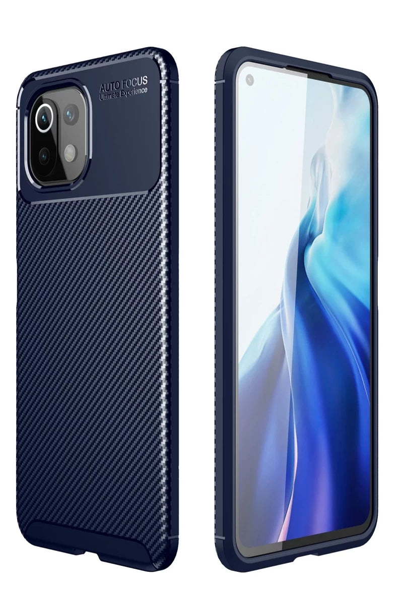 Xiaomi Mİ 11 Lite Kılıf Auto Focus Karbon Kapak - Lacivert