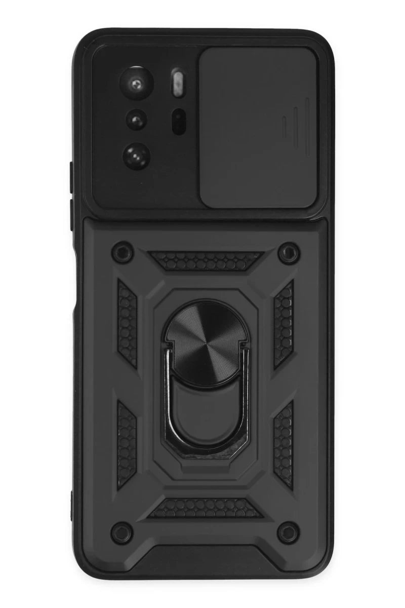 Xiaomi Poco X3 GT Kılıf Pars Lens Yüzüklü Silikon - Siyah
