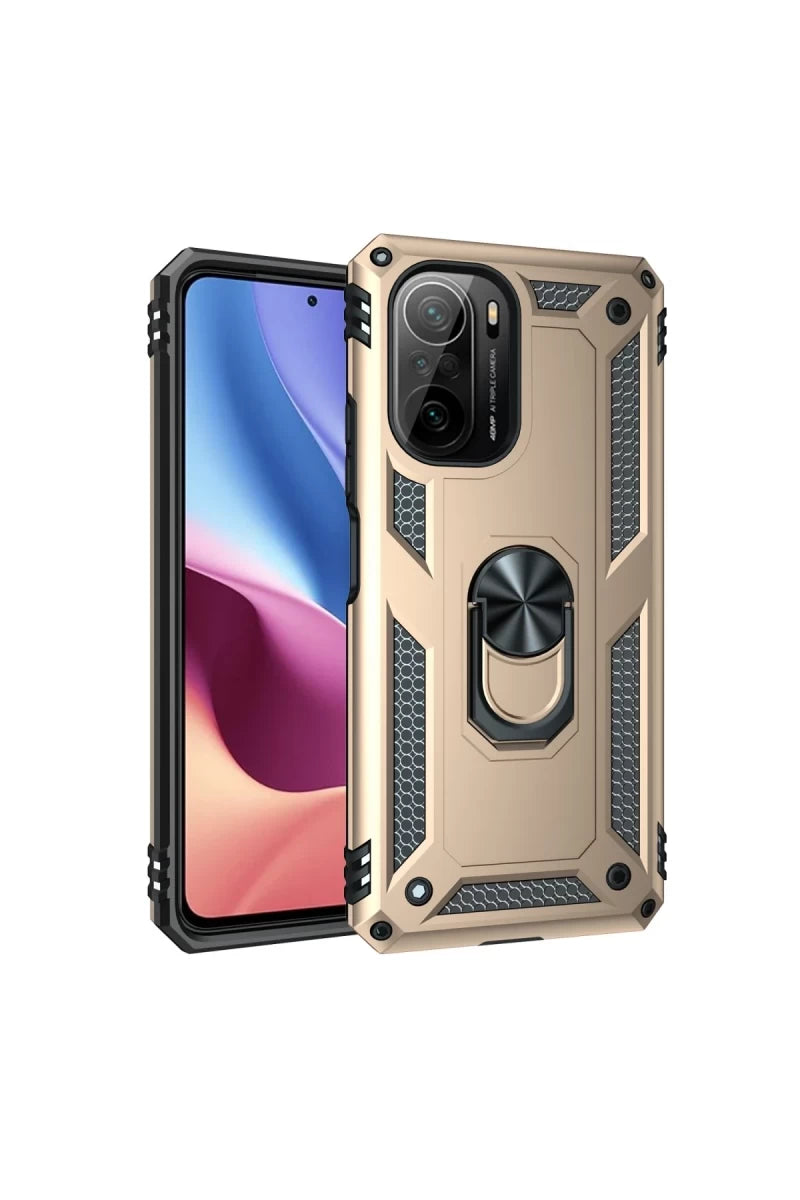 Xiaomi Poco F3 Kılıf Sofya Yüzüklü Silikon Kapak - Gold
