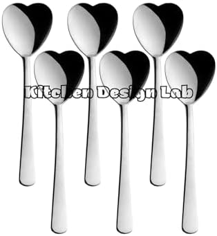 Gümüş Kalp Şekilli Dondurma ve Tatlı Kaşığı Seti, Çelik, Gümüş Renk, Kutulu, 6 Adet