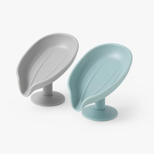 Vantuzlu Su Giderli Sabunluk 2’li Set – Kaymaz, Kendiliğinden Su Akıtmalı, Tezgah Üstü Sabunluk – Banyo & Mutfak İçin Pratik Sabun Tutucu