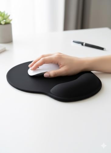 TIGER TRACK Siyah Bilek Destekli Ergonomik - Kaymaz Taban Mouse Pad
