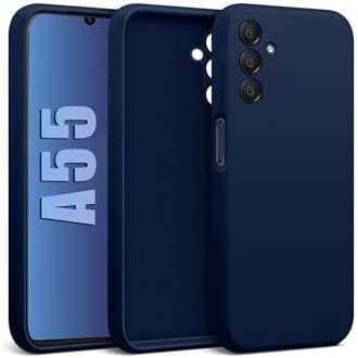 Galaxy A55 ile Uyumlu Kadife İç Yüzeyli Kamera Korumalı Şok Emici Silikon Kılıf – Lacivert