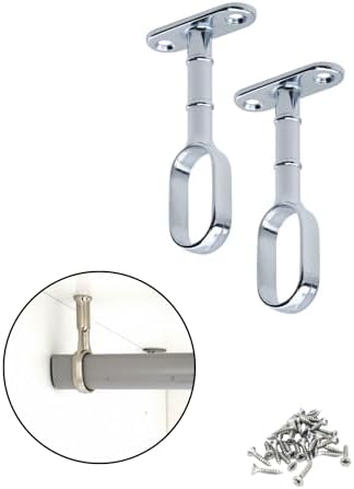 Oval Dolap Askı Flanşı, Krom Kaplama Elbise Askı Aparatı Boru Tutucu, 2 Adet