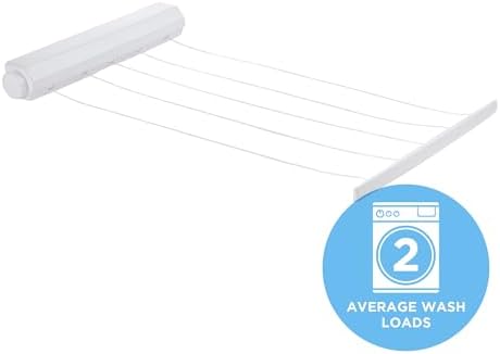Minky Homecare - VT20600102 5 Line Geri Çekilebilir Çamaşır İpi, 21,9 m, Beyaz