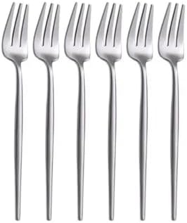 Limon ve Fondü Çatalı Seti, Gümüş Renk, 6 Parça, Çelik, 13 cm,