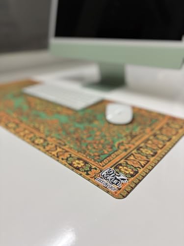 Mouse Pad, 30x70 cm, Mavi Halı Desen Baskılı, Kaymaz Taban, Bilek Destekli, Dikişsiz Kenar, Ergonomik, Ofis ve Oyuncular için (Yeşil)